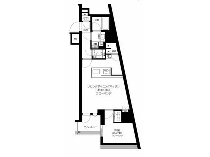 ザ・パークワンズ山吹神楽坂(1LDK/7階)の間取り写真