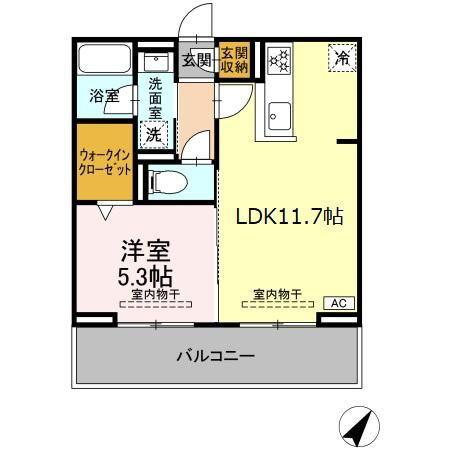 セレーナ東静岡(1LDK/3階)の間取り写真