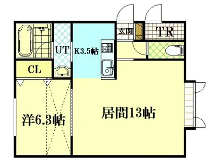 ルノンD(1LDK/2階)の間取り写真