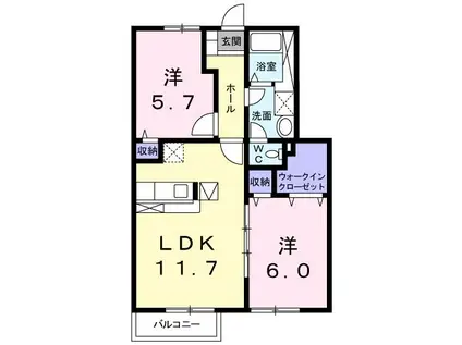ラーゼンパークI(2LDK/1階)の間取り写真
