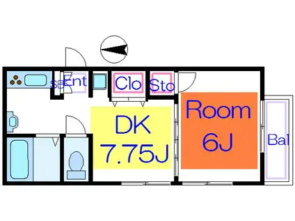 ジュネス西新井(1DK/1階)の間取り写真
