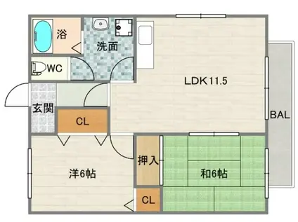 アンソレイエA棟(2LDK/2階)の間取り写真