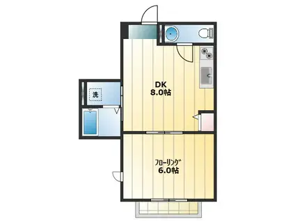 ローズ・ヴィラ(1DK/2階)の間取り写真