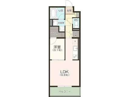 プログレッソ(1LDK/2階)の間取り写真
