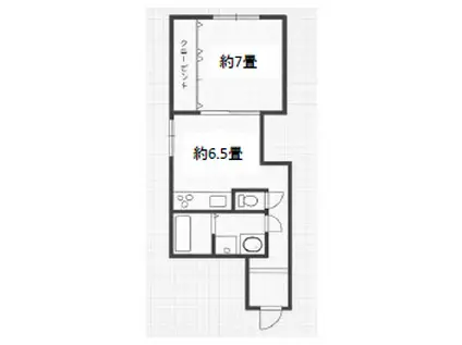 京一ビル(1DK/5階)の間取り写真