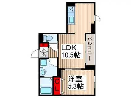 セレスティア南花畑(1LDK/3階)の間取り写真