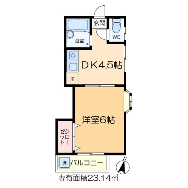 パステロードIII番館(1DK/2階)の間取り写真