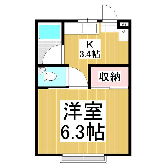 マイルーム(1K/2階)の間取り写真