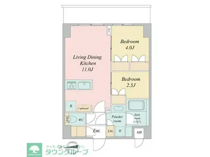 LIME RESIDENCE KAWAGUCHI イースト(2LDK/7階)の間取り写真