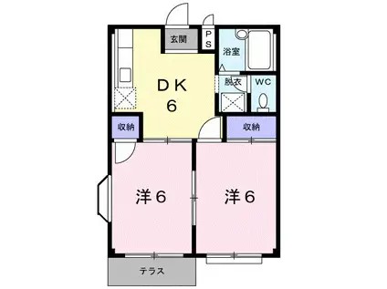 エルディムハイツ(2DK/1階)の間取り写真