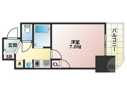 ランドマークシティ同心(1K/4階)の間取り写真