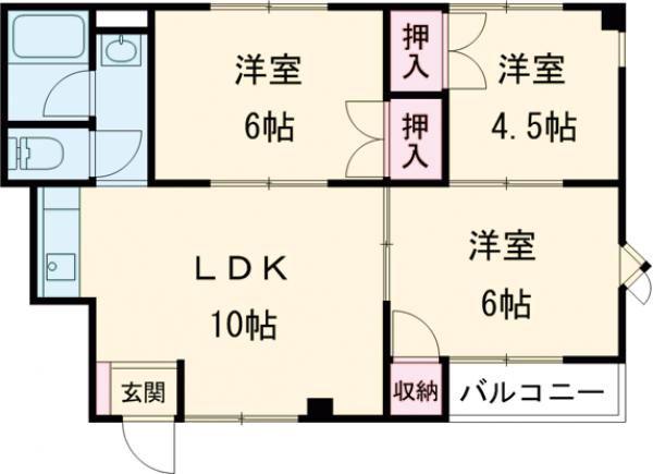 ライブコーポ若草(3LDK/3階)の間取り写真