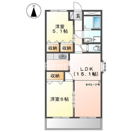 オーシャン元町(2LDK/3階)の間取り写真