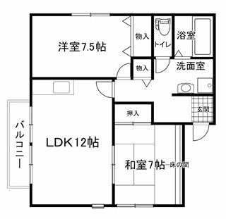 ツインズ・スクエア(2LDK/1階)の間取り写真