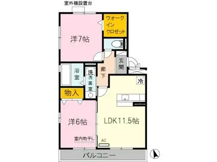 ファミリーメイト矢田B棟(2LDK/2階)の間取り写真