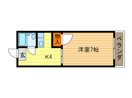 きたがわハイツ(1K/3階)の間取り写真