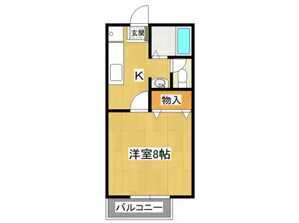 サウスヒルズS(1K/1階)の間取り写真