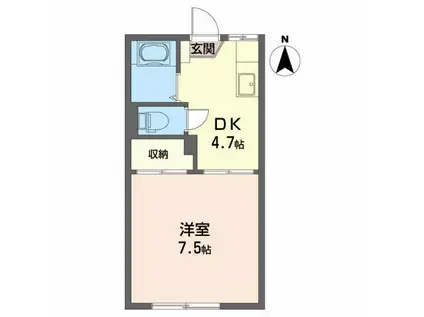 エステート城西(1DK/2階)の間取り写真