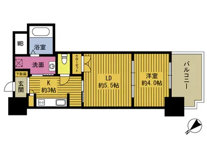 RJRプレシア大分駅前II(1LDK/14階)の間取り写真