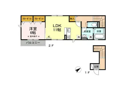アンセスター・M(1LDK/2階)の間取り写真