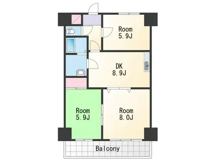 エレナ和歌浦(3DK/3階)の間取り写真