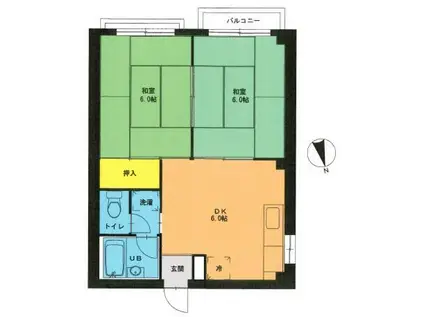 ジョイント・ファミーユB(2DK/2階)の間取り写真