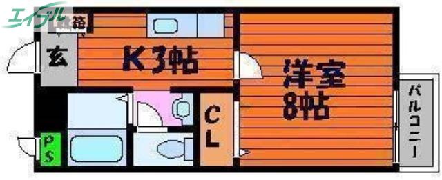 フォブールサウス(1K/1階)の間取り写真