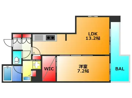 ブラービ南堀江(1LDK/6階)の間取り写真