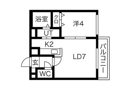 エスポワールN(1LDK/4階)の間取り写真