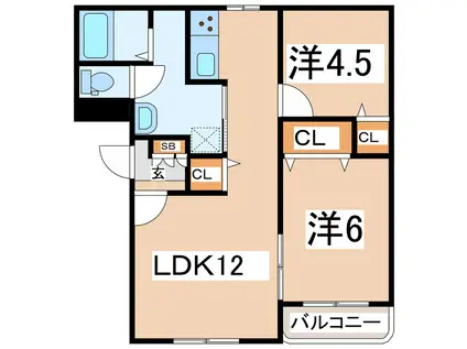 ヒーローマンション高瀬(2LDK/3階)の間取り写真