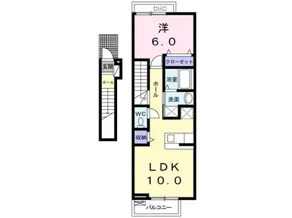 アルコバレーノポンテA(1LDK/2階)の間取り写真