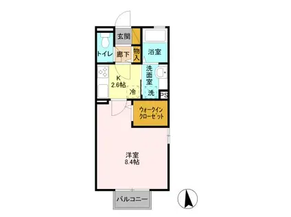 オプティマールB(1K/2階)の間取り写真