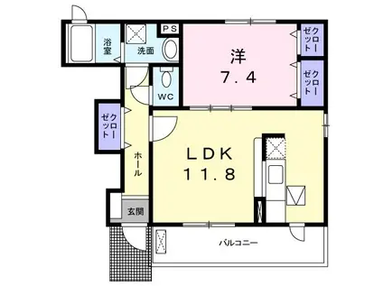 ベルアージュみゆき(1LDK/1階)の間取り写真