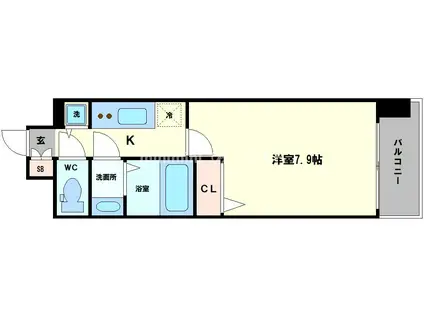 ワールドアイ難波南PORTA(1K/8階)の間取り写真