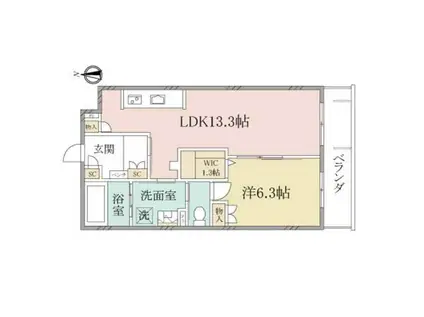 ヘーベルヴィレッジ吉祥寺北(1LDK/1階)の間取り写真