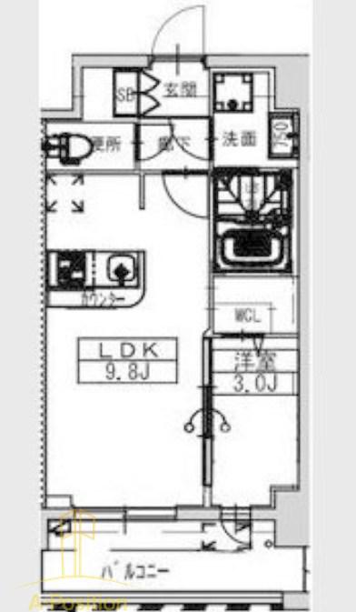 ALIVISドーム前(1LDK/11階)の間取り写真