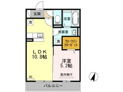 カノン上近江(1LDK/2階)の間取り写真