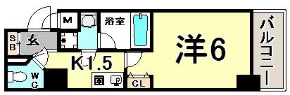 KAISEI神戸海岸通(1K/6階)の間取り写真