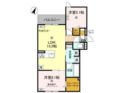 クラシスト苅田イースト(2LDK/3階)の間取り写真