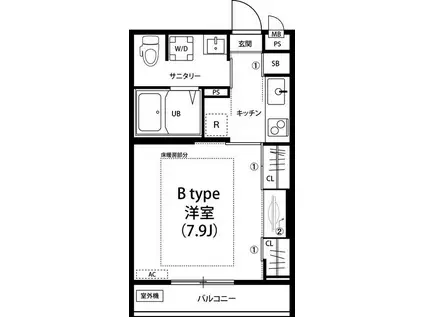 リブリ・オアシス湘南台(1K/1階)の間取り写真