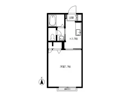 ジュネスドミールII(1K/2階)の間取り写真