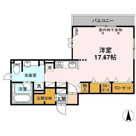 フェリーチェ(ワンルーム/2階)の間取り写真