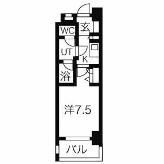 MELIV鶴舞(1K/13階)の間取り写真