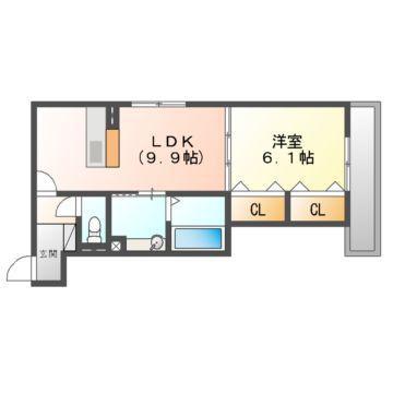 アルカンシエル SAYA(1LDK/3階)の間取り写真