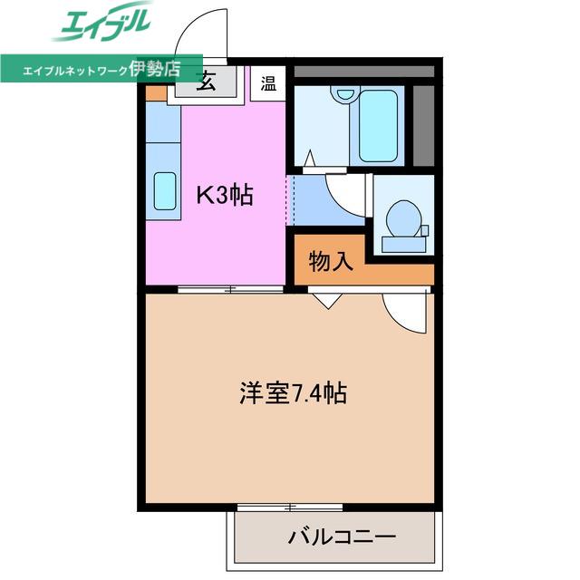 メゾン岡本(1K/2階)の間取り写真
