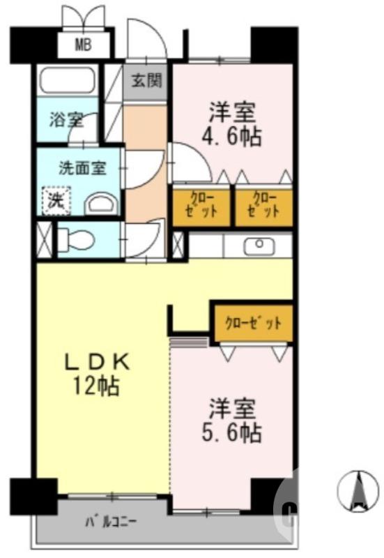 プライムハイツ南花田(2LDK/8階)の間取り写真