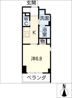 星ヶ丘リビング(1K/3階)の間取り写真