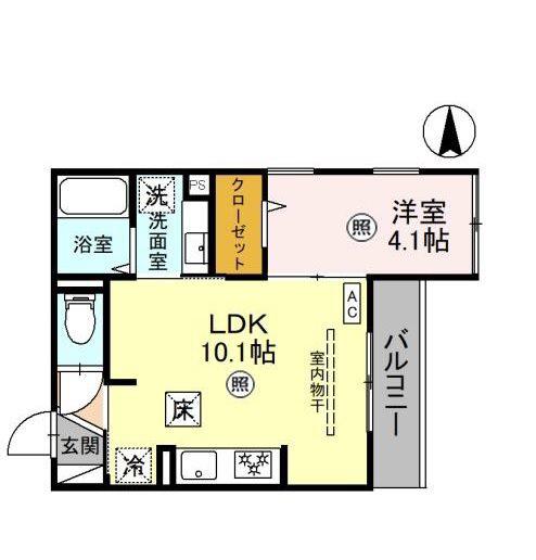 D-ROOM山田町(1LDK/1階)の間取り写真
