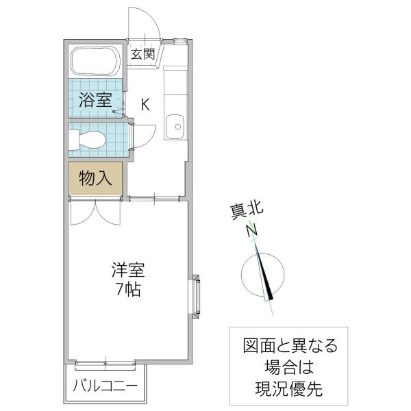 アーバン・プレイス B棟(1K/1階)の間取り写真