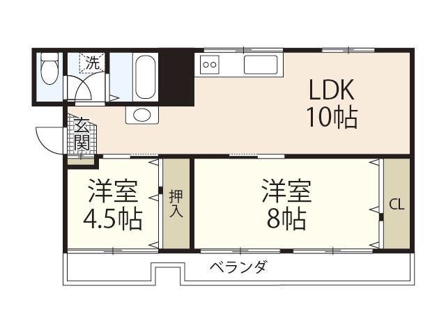 マサカネ栄町ビル(2LDK/2階)の間取り写真